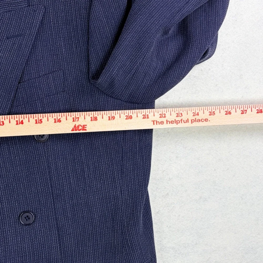 Pal Zileri Italy Mens Navy Blue Wool Double Breasted Pinstripe Suit 42R 36x30